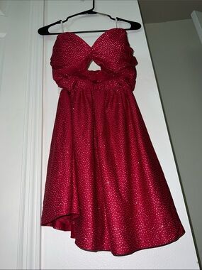 NWT Red Sparkle Lace Up Dress